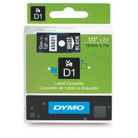 Label Tape Dymo D1 12mmx7m White On Black