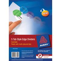 Dividers Avery L7440-5 A4 5 Tab Style Edge Insertable