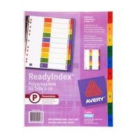 Dividers Avery A4 L7411-10 Pp Readyindex 1-10