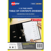 Dividers Avery A4 L7411-10M Pp White Printed 1-10