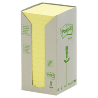 Notes Post- It 654-RTY 76X76 100% Recy Yellow Pkt16