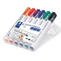 Lumocolor Whiteboard Marker Bullet Point Wallet of 6 Assorted Colours