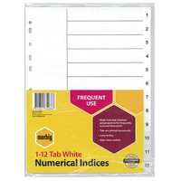 Dividers Marbig A4 Pp 1-12 Tab White