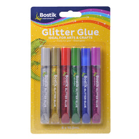 Glue Bostik 10Ml Glitter Asst Pk6