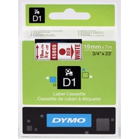 Label Tape Dymo D1 19Mmx7M Red On White