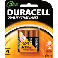 Battery Duracell Alkaline AAA (4 Pack)