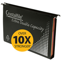 Crystalfile Extra Suspension Twinlock Foolscap Black Pack 10