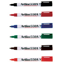 Artline 550A W/Board Marker 6 Colour Asst Bx12