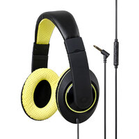 KTG Wired Headphones With Volume & Mic - Black/Yellow*