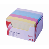 System Cards Ruled 127X76MM (5X3) Asst Colours Pk500