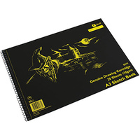 A3 Quill Sketch Book PP Short Bound 110GSM 20 Sheets - Black Q533