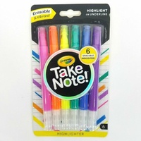 Take Note! 6 ct Erasable Highlighters Multi-Colours 