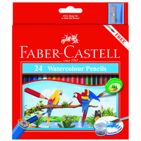 Faber Watercolour Pencil Asstd Box 24 with brush & sharpener