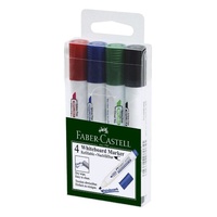 Faber W50 Whiteboard Marker Asstd, plastic wallet 4 Chisel Tip