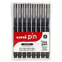 Pen Uni Pin 0.1Mm - 0.8Mm Fineliner  Black Wlt8
