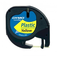 Label Dymo LetraTag Plastic Yellow 12mmx4m