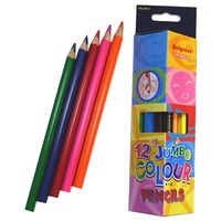 Colour Pencils Jumbo Triangular Wood Pack 12 - Assorted