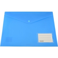 Plastic Document Wallet - A4 -  Blue Button Closure 