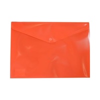 Plastic Document Wallet - A4 - Orange Button Closure                        