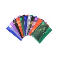 Plastic Document Wallet - A4 - Tinted Assorted Button Closure       