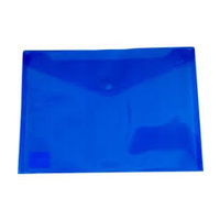 Plastic Document Wallet - A4 - Blue Tint Button Closure
