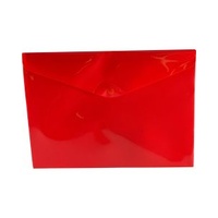 Plastic Document Wallet - A4 - Red Tint Button Closure  
