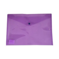Plastic Document Wallet - A4 - Purple Tint Button Closure