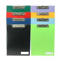 A4 PVC Clipboard Folder pen holder, name plate & pocket - Asst Colours 