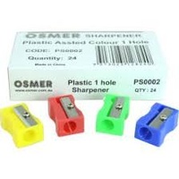 Plastic 1 Hole Sharpener - 4 Assorted Colours
