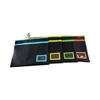 Black Polyester 2 Zip/Name Card - 4 Assort Neon Trim - 35Cm X 26Cm