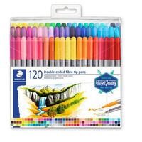 Twin-tip double ended fibre-tib pens box of 120 assorted colours 
