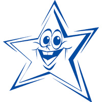Shiny Merit Stamp - Funny Face Star - blue