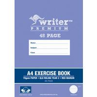 A4 Writer Premium 48pg Exercise Book QLD Year 2 ruled + margin