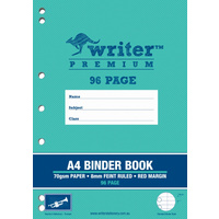 A4 Writer Premium 96pg Binder Book 8mm ruled + margin