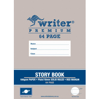 Writer Premium Story Book 64pg Top 1/2 plain - Bottom 1/2 18mm solid ruled 330x240