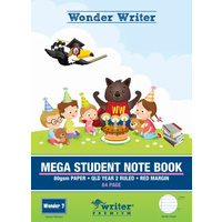 Wonder Writer 64pg Mega Student Note Book QLD Year 2 ruled 330x240
