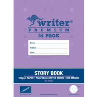 Writer Premium Story Book 64pg Top 1/2 plain- Bottom 1/2 18mm Dotted Thirds ruled 330x240