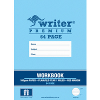 Writer Premium 64pg Workbook Plain 1 side/Qld Year 1 ruled 1 side 330x240