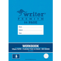 Writer Premium 64pg Workbook Plain 1 side/Qld Year 3/4 ruled 1 side 330x240