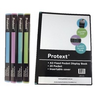 A3 20pkt Fixed Pocket Display Book, Insert Cover - Black