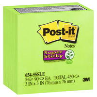 Notes Super Sticky Post-It 76X76mm 654-5SSLE Limeade Each