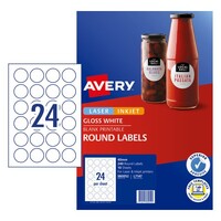 Glossy Round Labels Ø 40 mm, Laser, Inkjet, Permanent