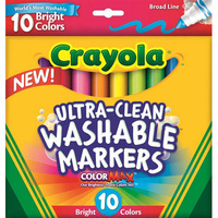Crayola 10 Ultra-Clean Bright Broadline Colour Markers (58 7855)