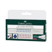 Faber Grip Whiteboard Marker Asstd, plastic wallet 4 Tri Barrel