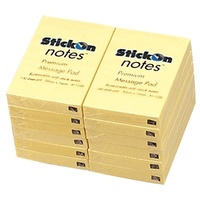 Stick On Notes 50mm x 76mm (12 Pads x 100 Sheets) Yellow