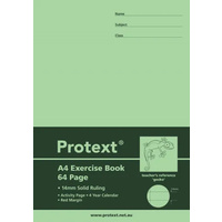 A4 64pg Exercise Book 14mm solid ruled + margin - Gecko