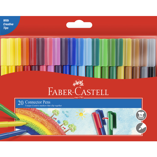 Faber-Castell Vibrant Connector Pen Colour Markers, Assorted – Pack of 14,  (11-140-ART)